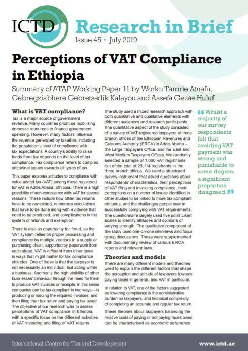 Perceptions of VAT Compliance in Ethiopia