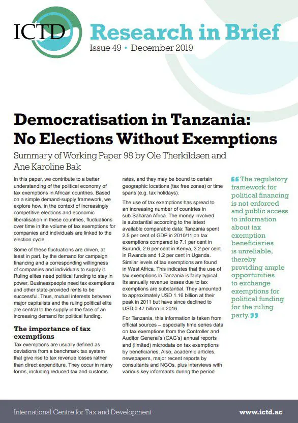 Democratisation in Tanzania: No Elections Without Tax Exemptions