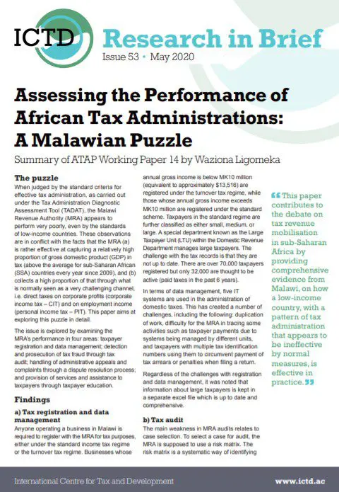 Assessing the Performance of African Tax Administrations: A Malawian Puzzle