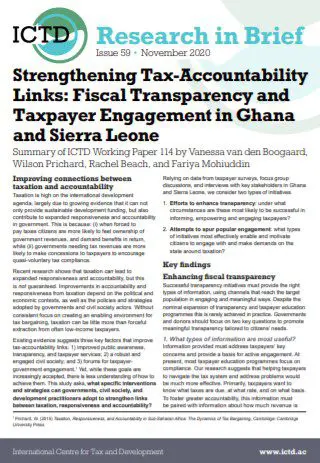 Strengthening Tax-Accountability Links: Fiscal Transparency and Taxpayer Engagement in Ghana and Sierra Leone