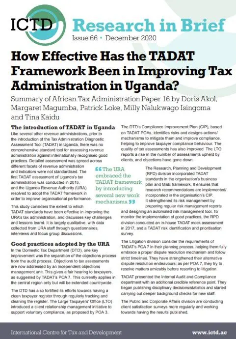 How Effective has the TADAT Framework Been in Improving Tax Administration in Uganda?