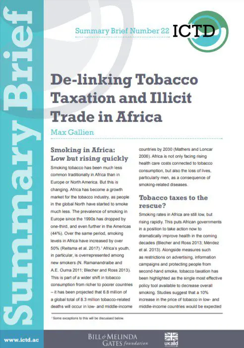 De-Linking Tobacco Taxation and Illicit Trade in Africa