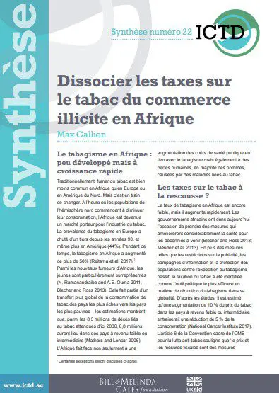 Dissocier les taxes sur le tabac du commerce illicite en Afrique