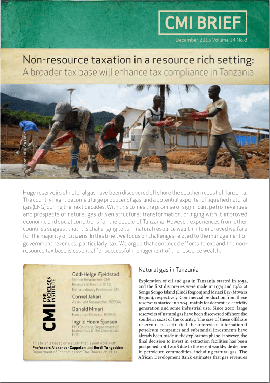 Non-resource taxation in a resource rich setting: A broader tax base will enhance tax compliance in Tanzania