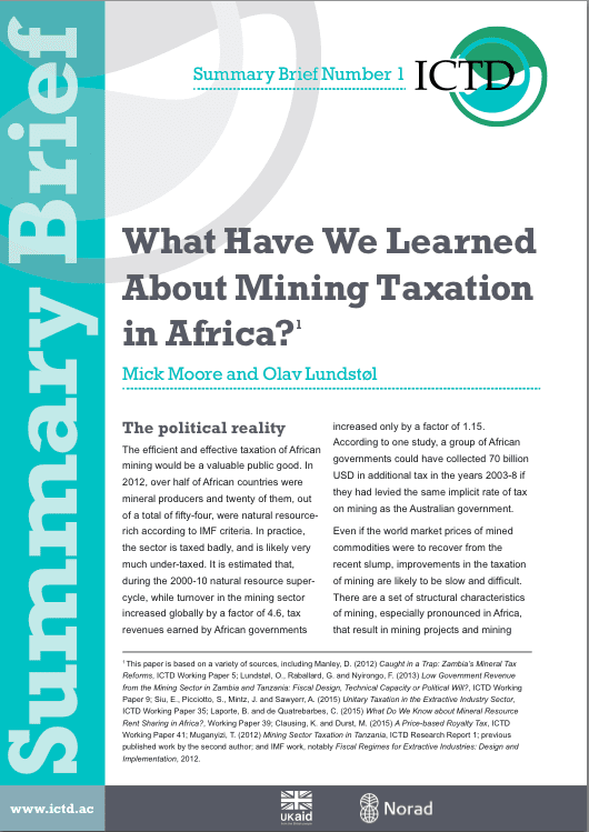 What Have We Learned About Mining Taxation in Africa?