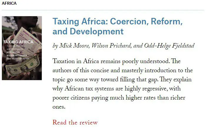 Taxing Africa makes Foreign Affairs' List of Best Books in 2019