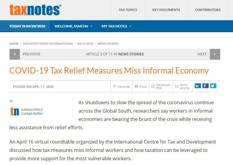 Tax Notes résume la table ronde virtuelle de l’ICTD