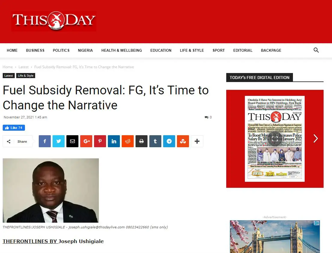 Le quotidien nigérian THISDAYLIVE reprend les travaux de l’ICTD sur les subventions aux carburants