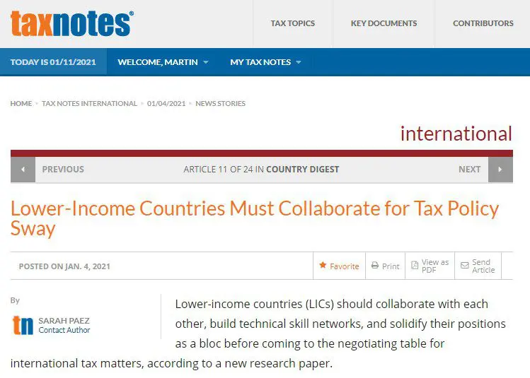 Un webinaire de l’ICTD couvert par Tax Notes International