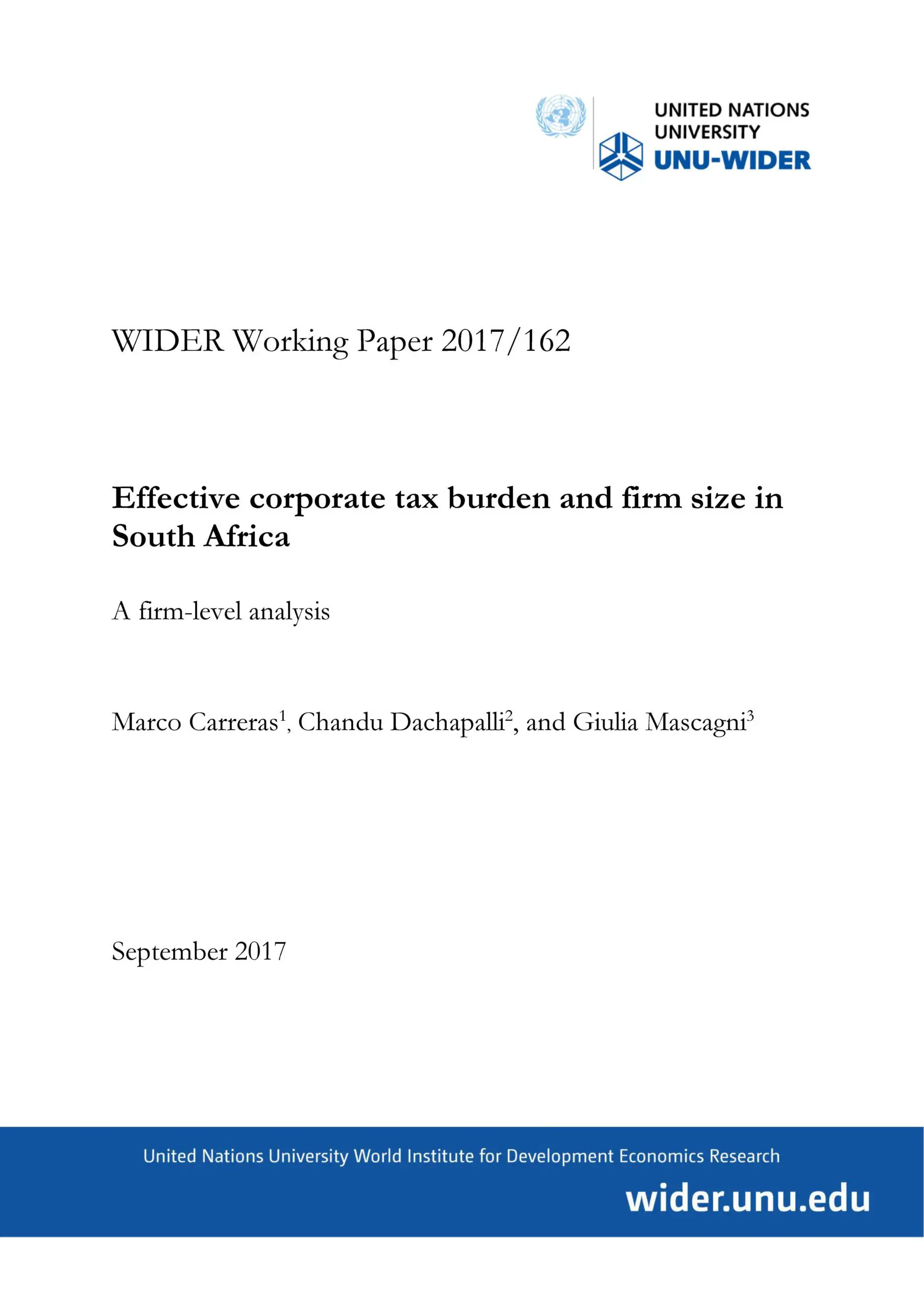 Effective corporate tax burden and firm size in South Africa - A firm-level analysis