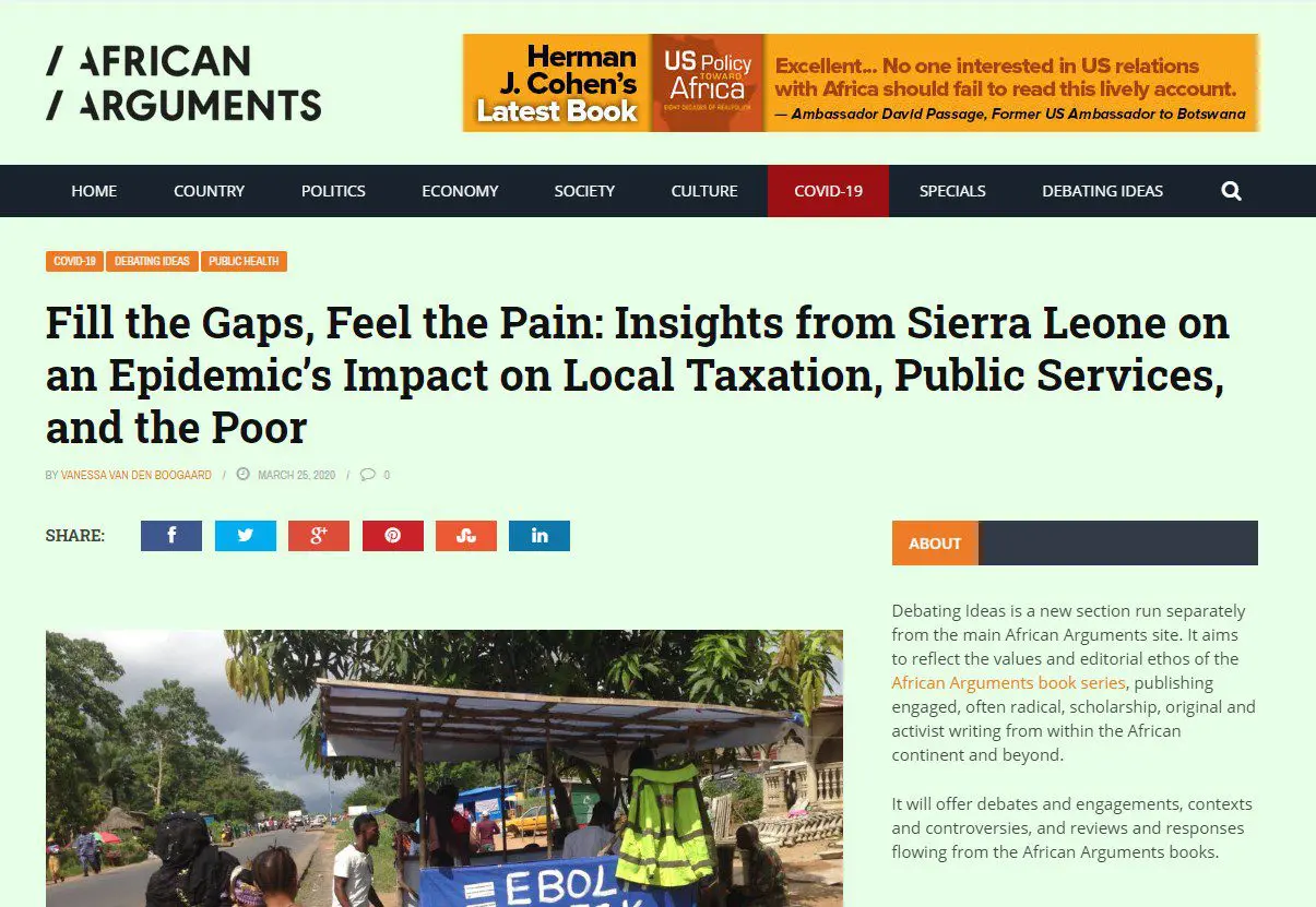 Un blog de Vanessa van den Boogaard republié par African Arguments et AllAfrica