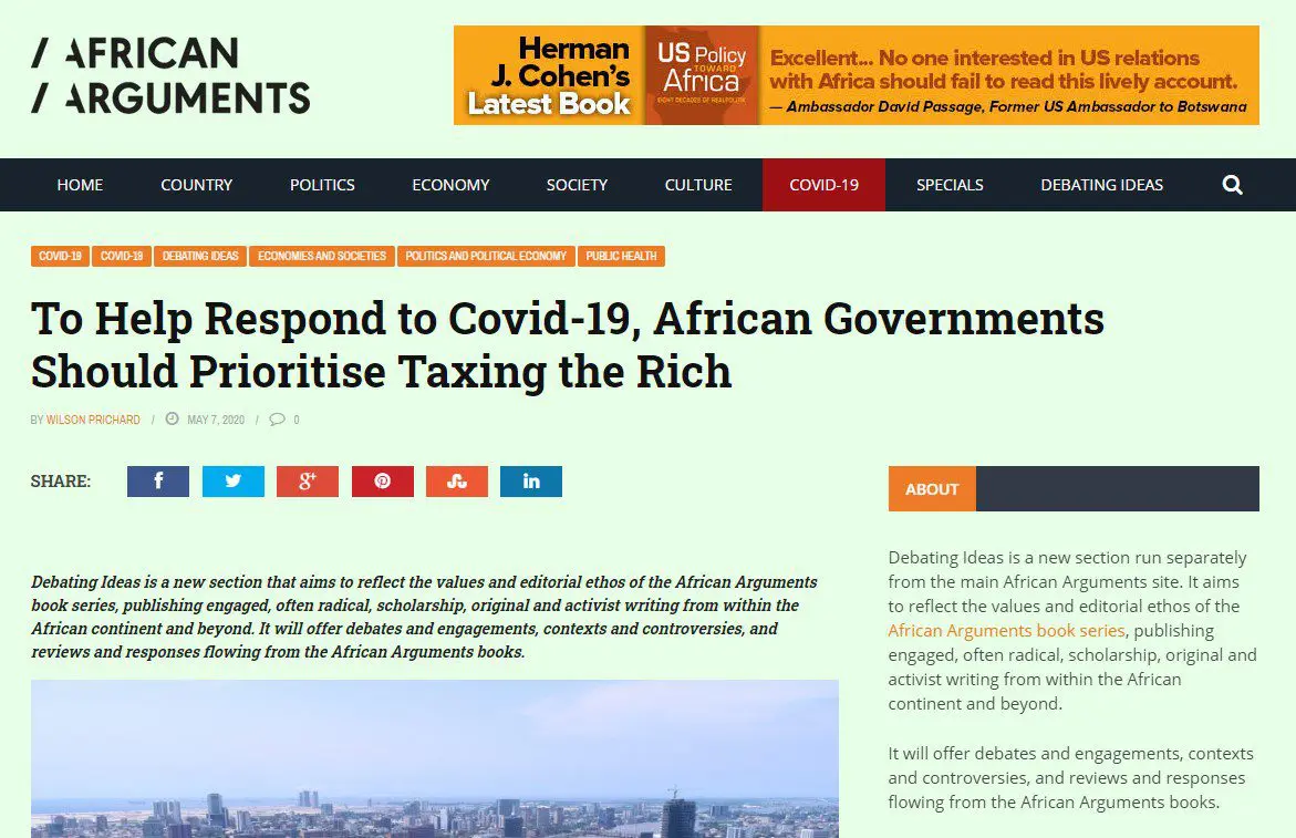 Un blog de Wilson Prichard republié par African Arguments et AllAfrica