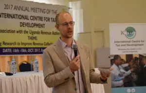 Wilson Prichard speaking at the ICTD Annual Meeting in Entebbe