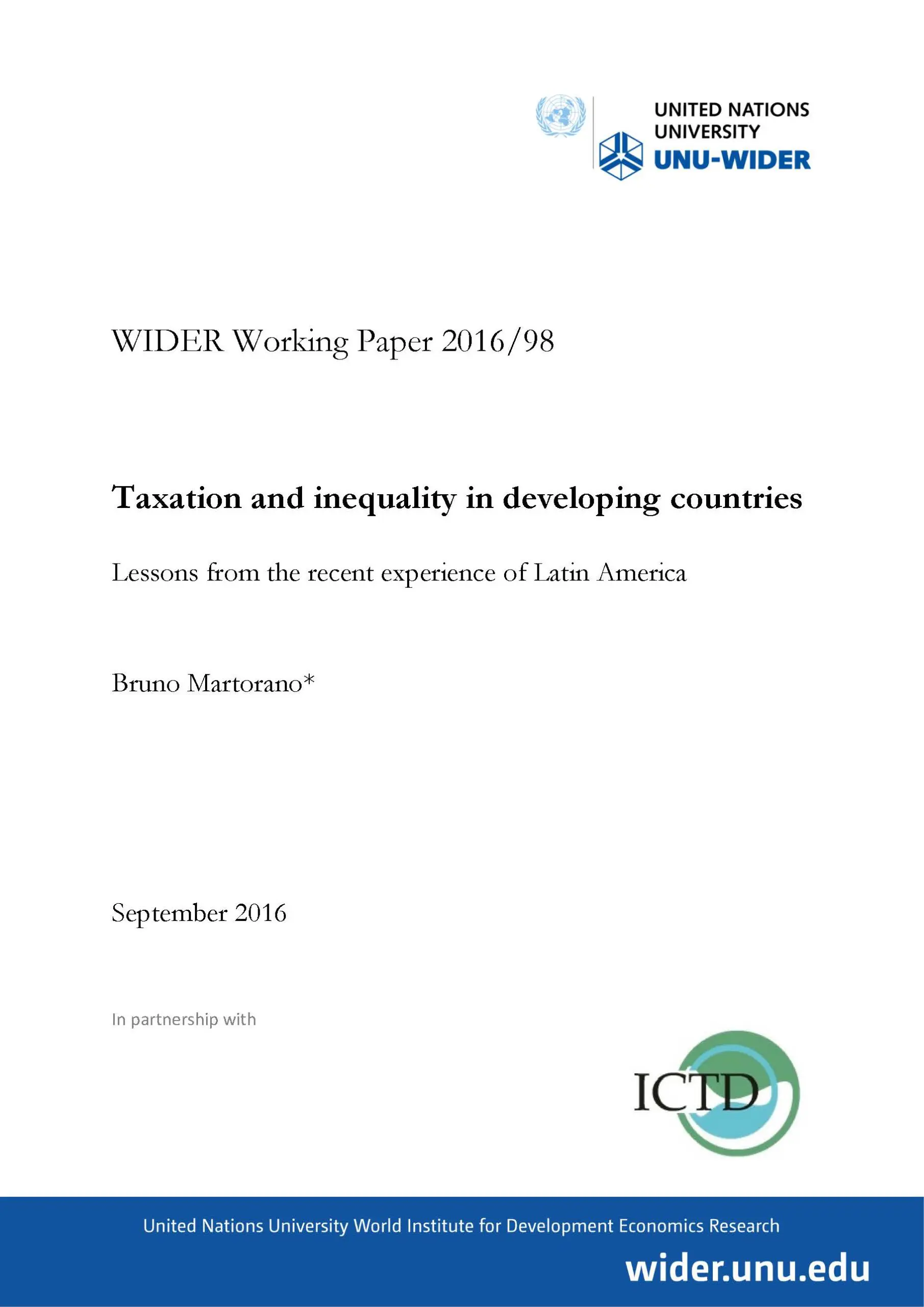 Taxation and inequality in developing countries - Lessons from the recent experience of Latin America