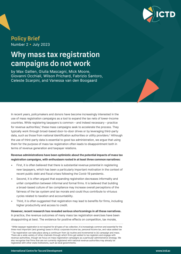 Why Mass Tax Registration Campaigns Do Not Work ICTD