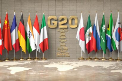 AI generated image showcasing the flags of the countries of the G20