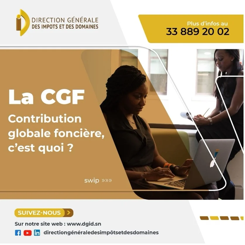 Publication de la DGID sur les réseaux sociaux expliquant la contribution globale foncière (CGF) au Sénégal