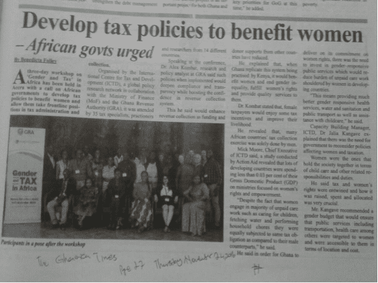 The Ghanaian Times: Develop Tax Policies to Benefit Women - African Governments Urged